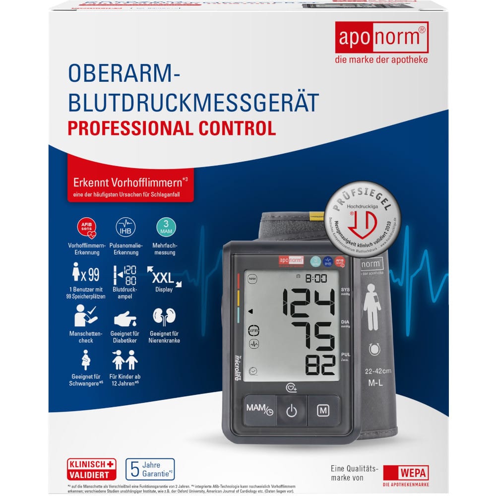 aponorm Blutdruckmessgerät Oberarm PROFESSIONAL CONTROL 1 St