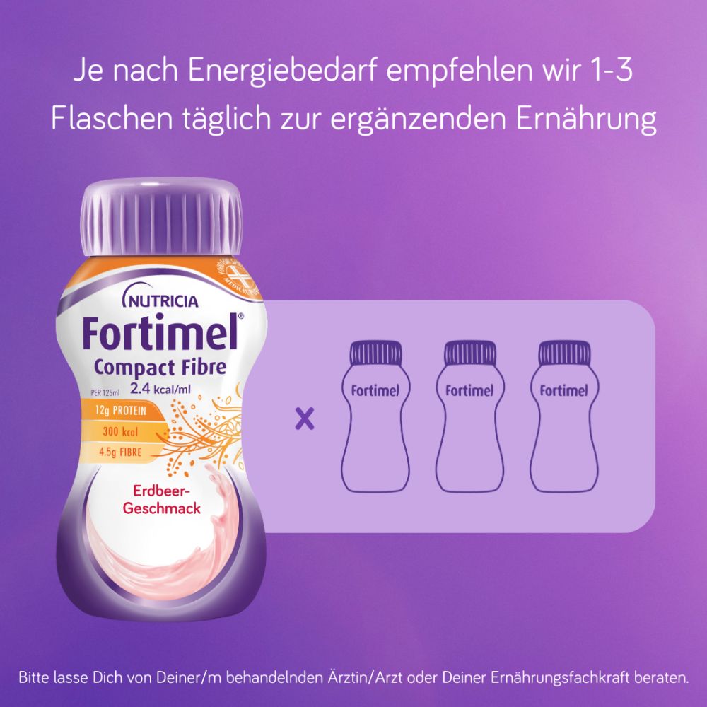Fortimel Compact Fibre 2.4 Trinknahrung Erdbeere 4X125 ml Flüssigkeit