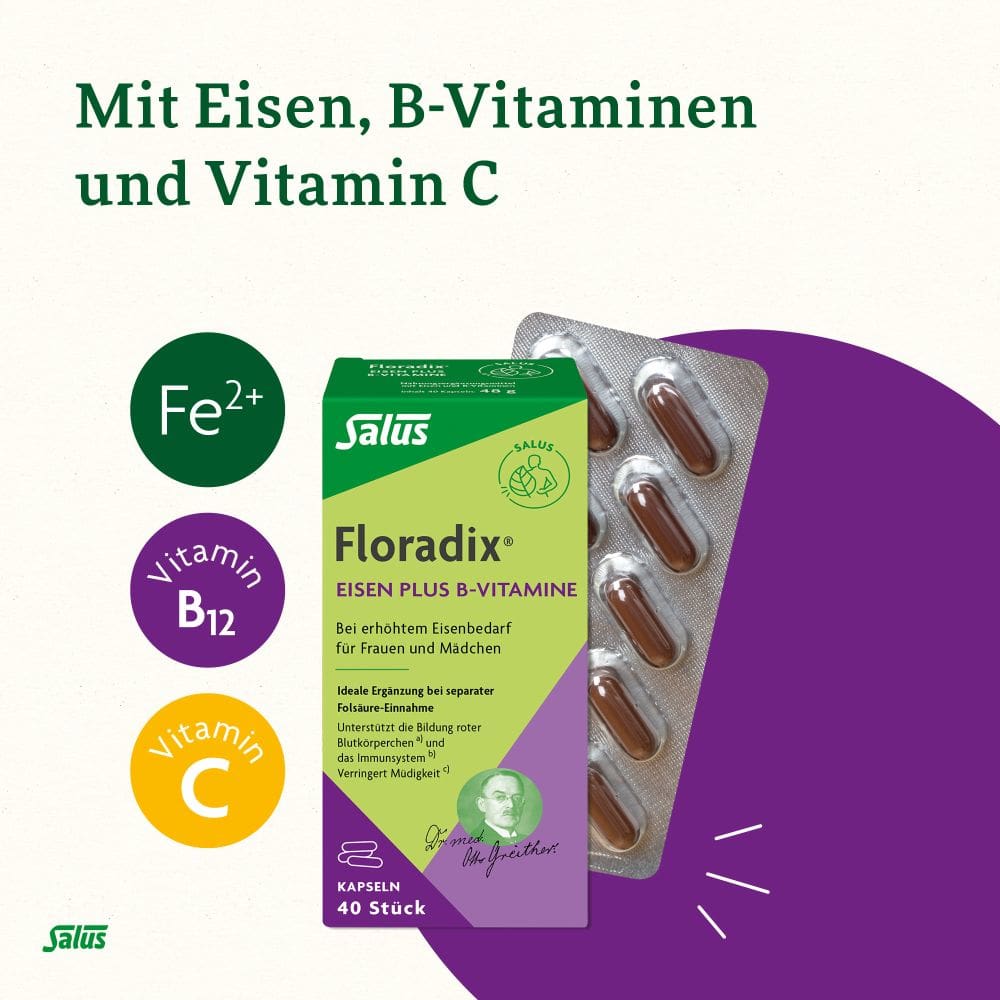 Floradix Eisen plus B-Vitamine 40 St Kapseln