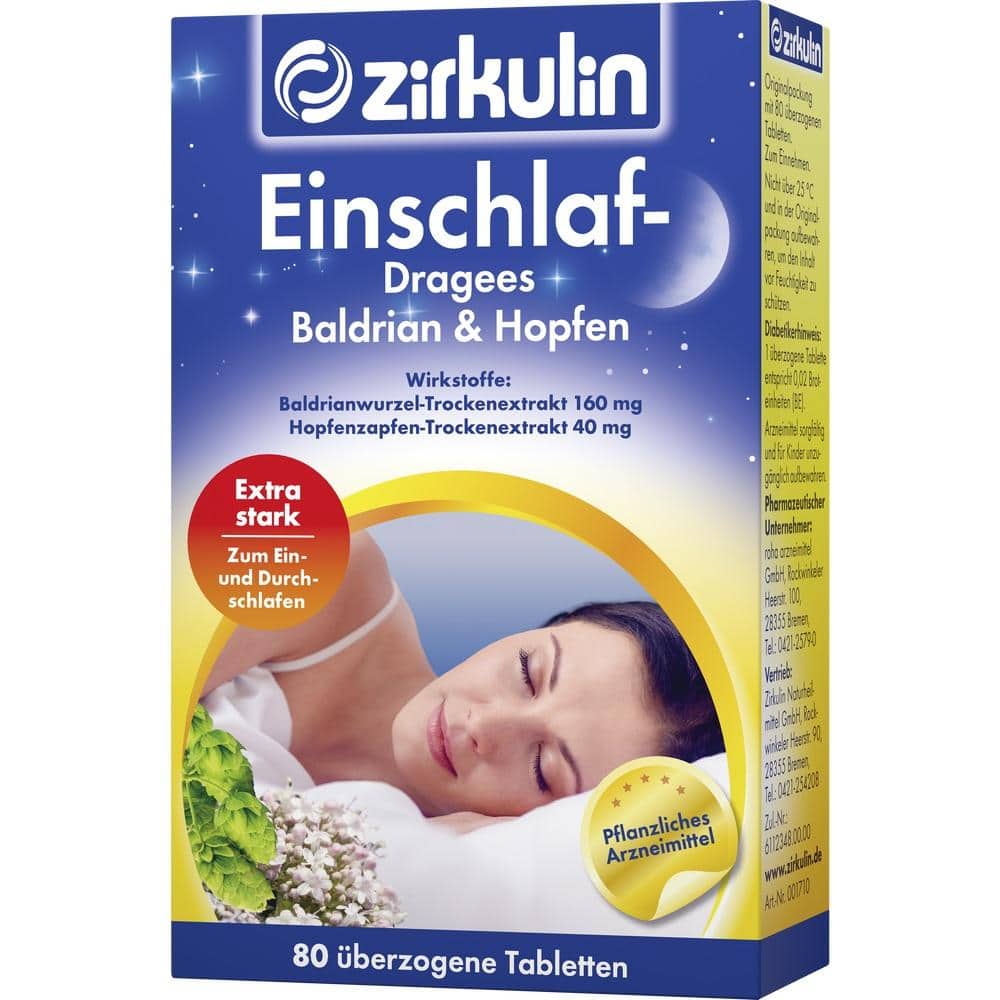 Zirkulin Einschlafdragees Baldrian Hopfen 80 St Überzogene Tabletten