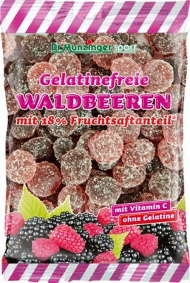 Gelatinefreie Waldbeeren mit 18% Fruchtsaftanteil  250 g