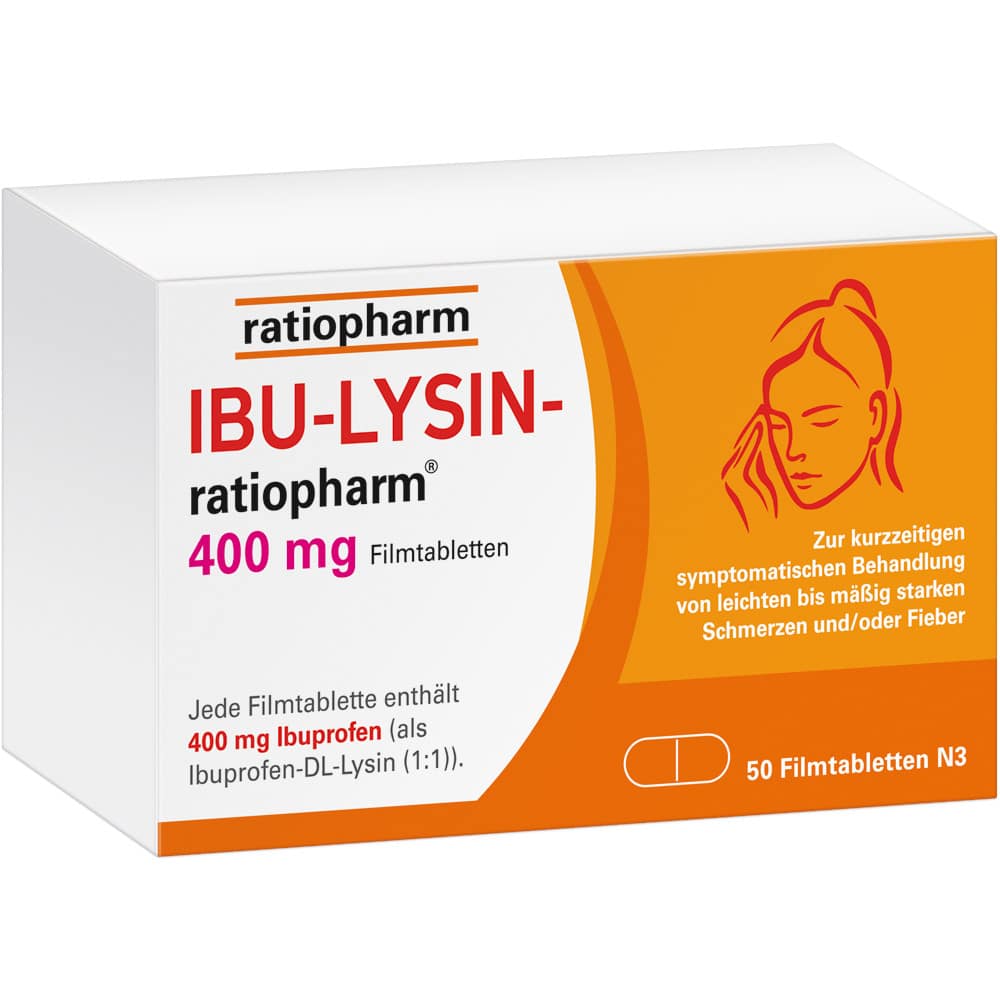 IBU LYSIN ratiopharm 400 mg - mit Ibuprofen 50 St Filmtabletten