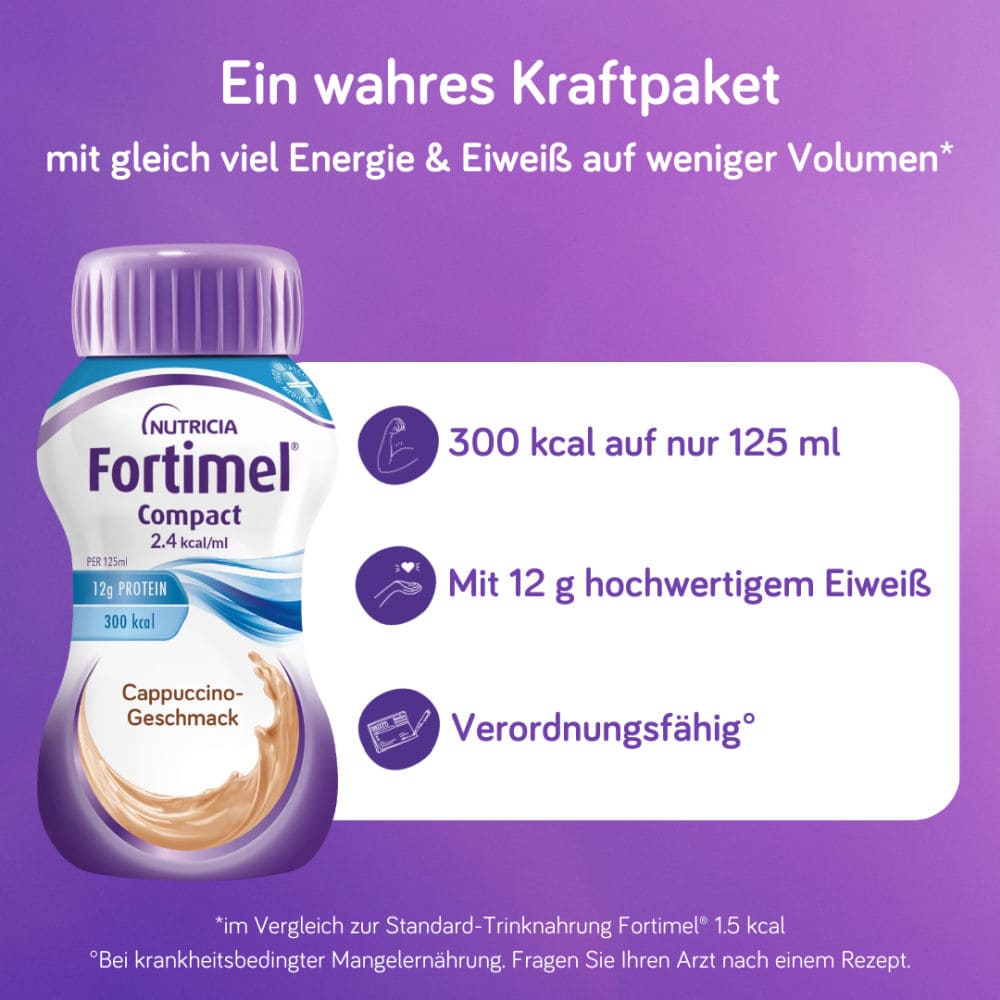 Fortimel Compact 2.4 Trinknahrung Cappuccino 4X125 ml Flüssigkeit