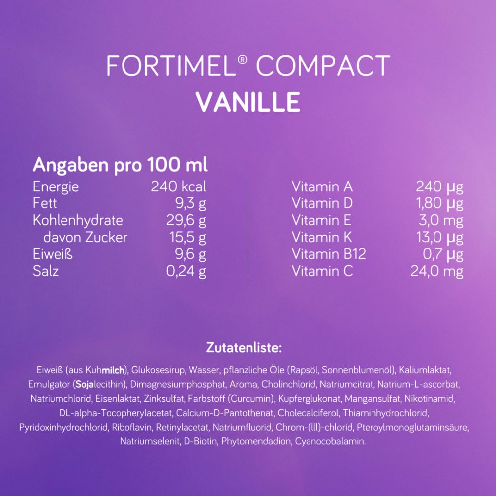 Fortimel Compact 2.4 Trinknahrung Vanille 4X125 ml Flüssigkeit