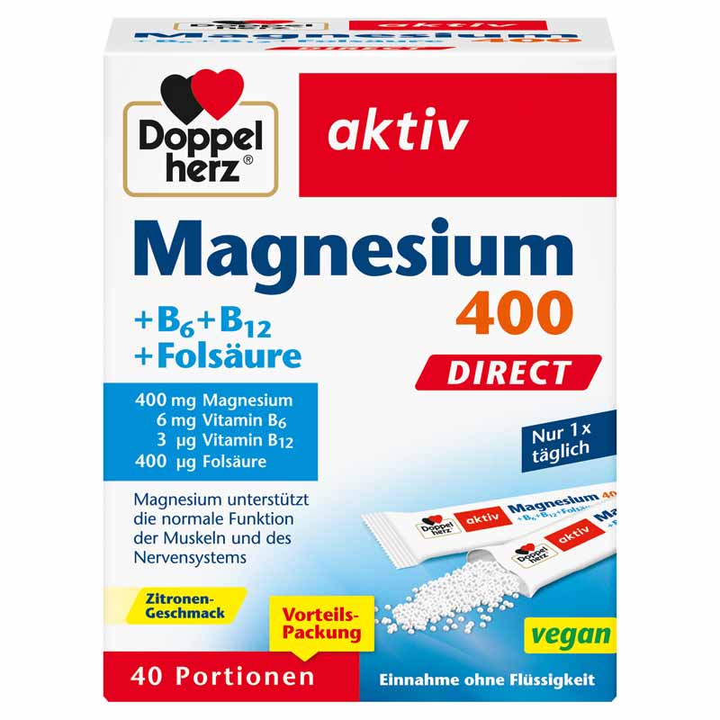 Doppelherz aktiv Magnesium 400 + B-Vitamine DIRECT 40 St Pellets