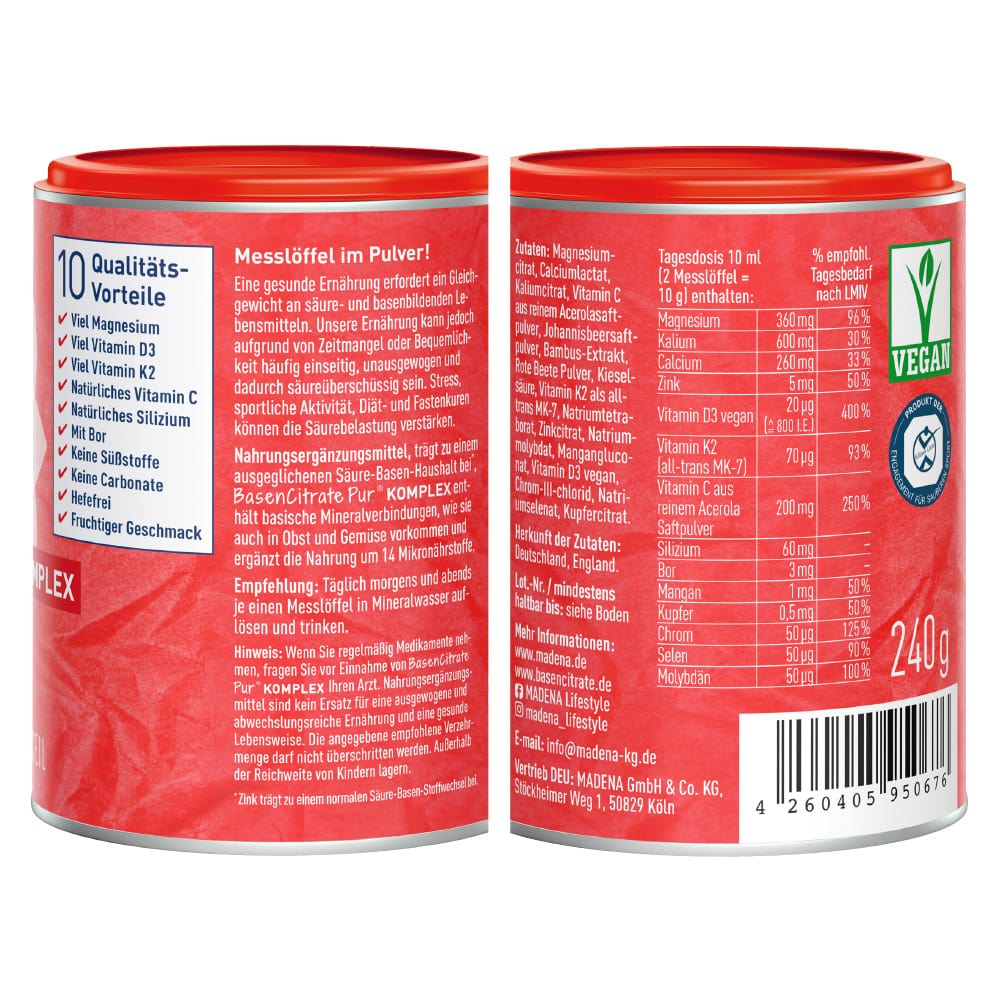 MADENA Basen Citrate Pur KOMPLEX 240 g Pulver