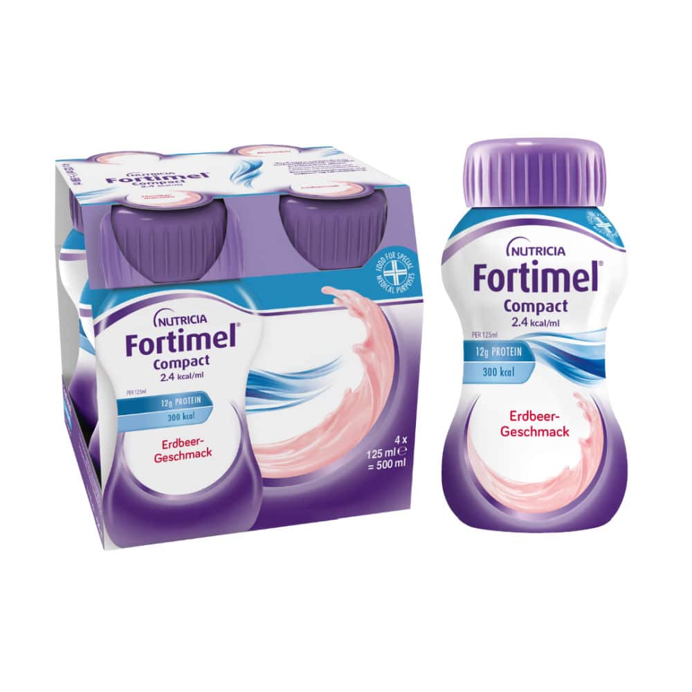 Fortimel Compact 2.4 Trinknahrung Erdbeere 4X125 ml Flüssigkeit