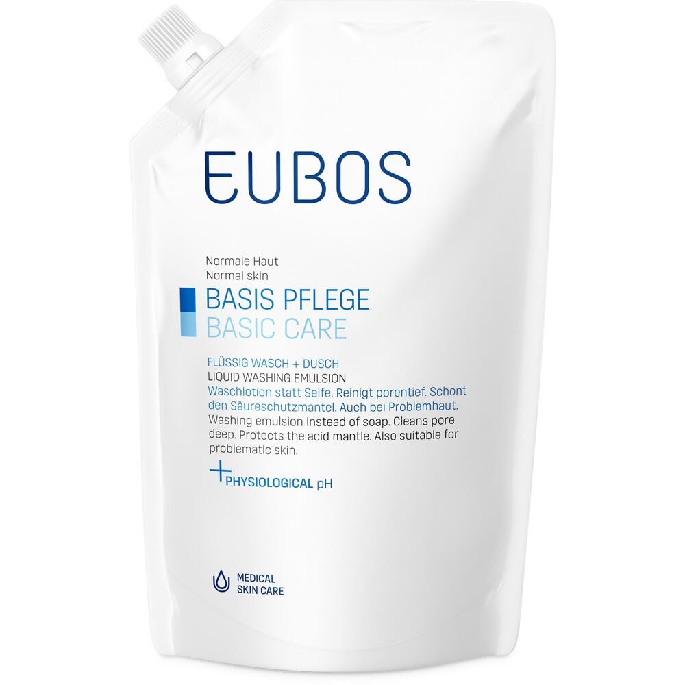EUBOS Normale Haut BASIS PFLEGE FLÜSSIG WASCH + DUSCH Nachfüllbeutel unparfümiert 400 ml Flüssigkeit