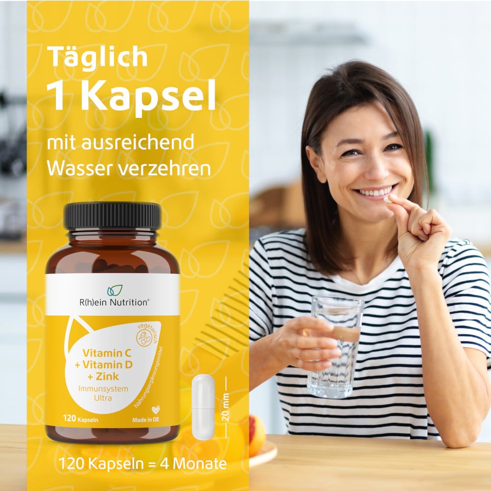 Vitamin C + Vitamin D + Zink Immunsystem Ultra 120 St Kapseln