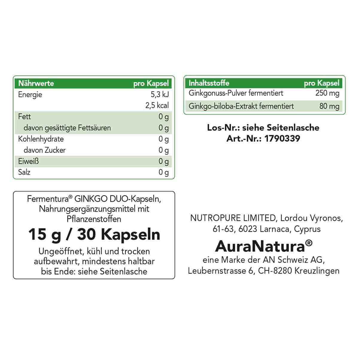 Fermentura GINKGO DUO 30 St Kapseln