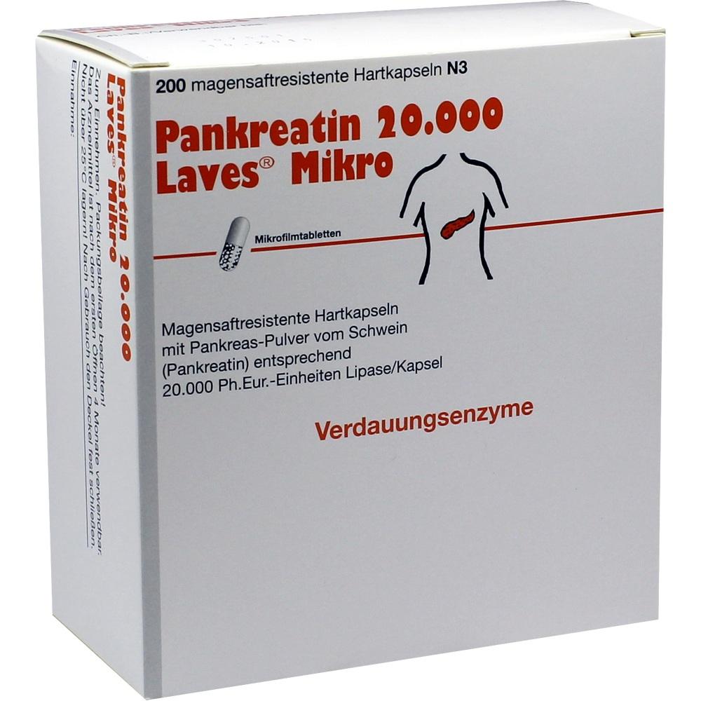 Pankreatin 20.000 Laves Mikro magensaftres.Kapseln 200 St Kapseln magensaftresistent