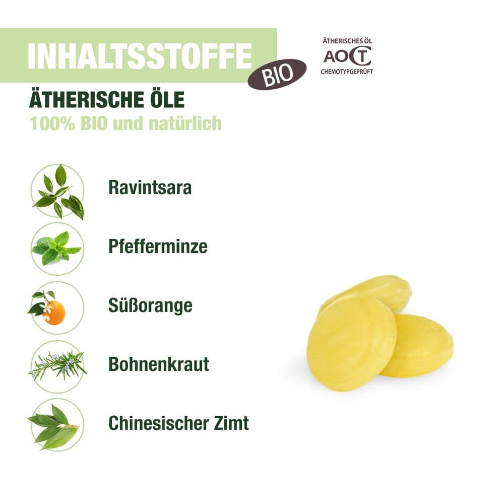 PRANAROM HALSPASTILLEN mit Honig, Zitrone & Pfefferminze 24 St Pastillen