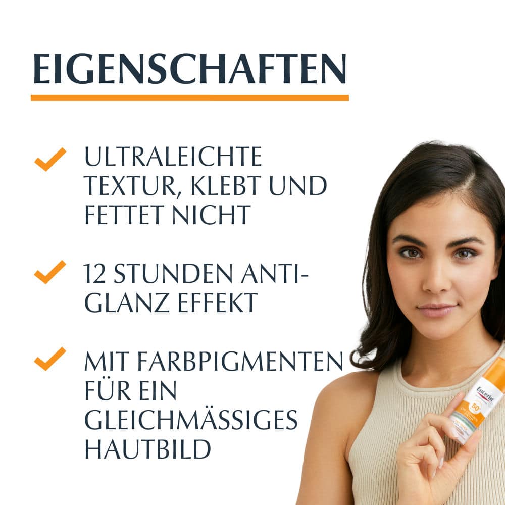 Eucerin OIL CONTROL TINTED FACE SUN GEL CREME LSF 50+ MITTEL 50 ml Creme