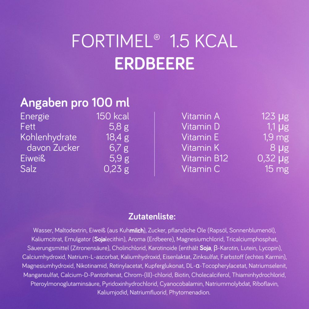 NUTRICIA Fortimel 1,5kcal / ml Erdbeer-Geschmack 4X200 ml Flüssigkeit