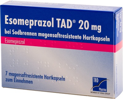 Esomeprazol TAD 20mg bei Sodbrennen 7 St Magensaftresistente Hartkapseln