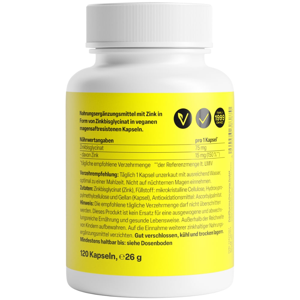 Zein Pharma Zink-Chelat 15mg Magensaftresistente Kapseln 120 St Kapseln magensaftresistent
