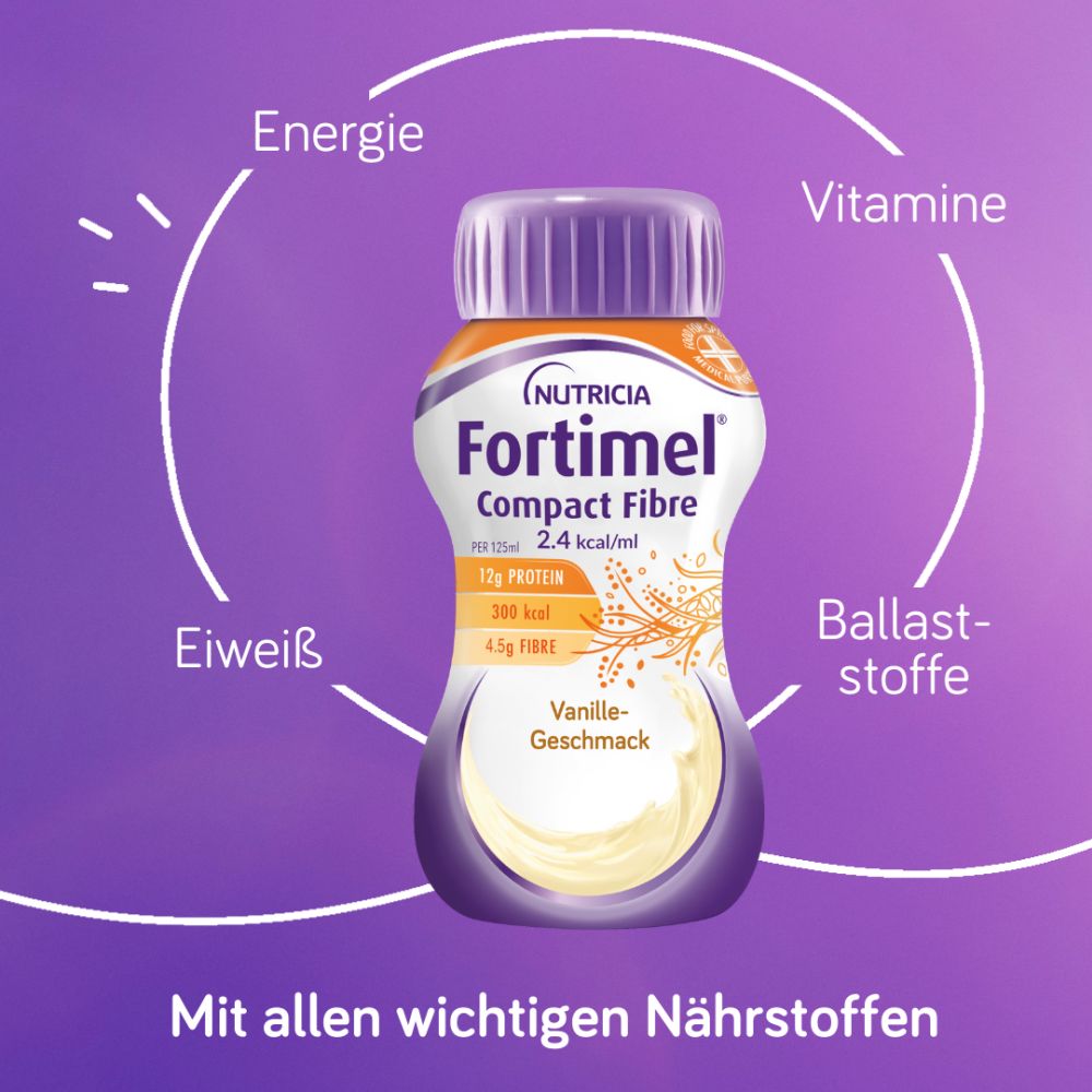 Fortimel Compact Fibre 2.4 Trinknahrung Vanille 8X4X125 ml Flüssigkeit