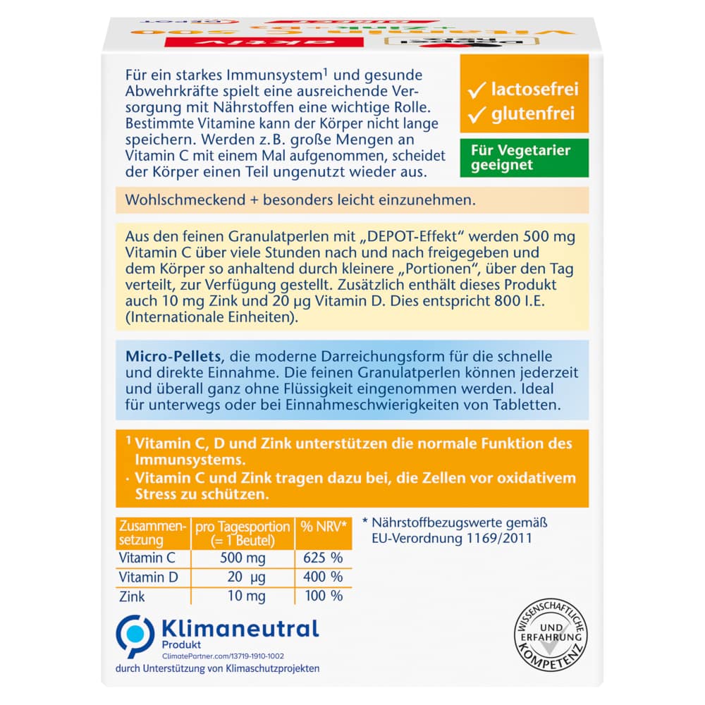 Doppelherz aktiv Vitamin C 500 + Zink + D3  40 St Pellets