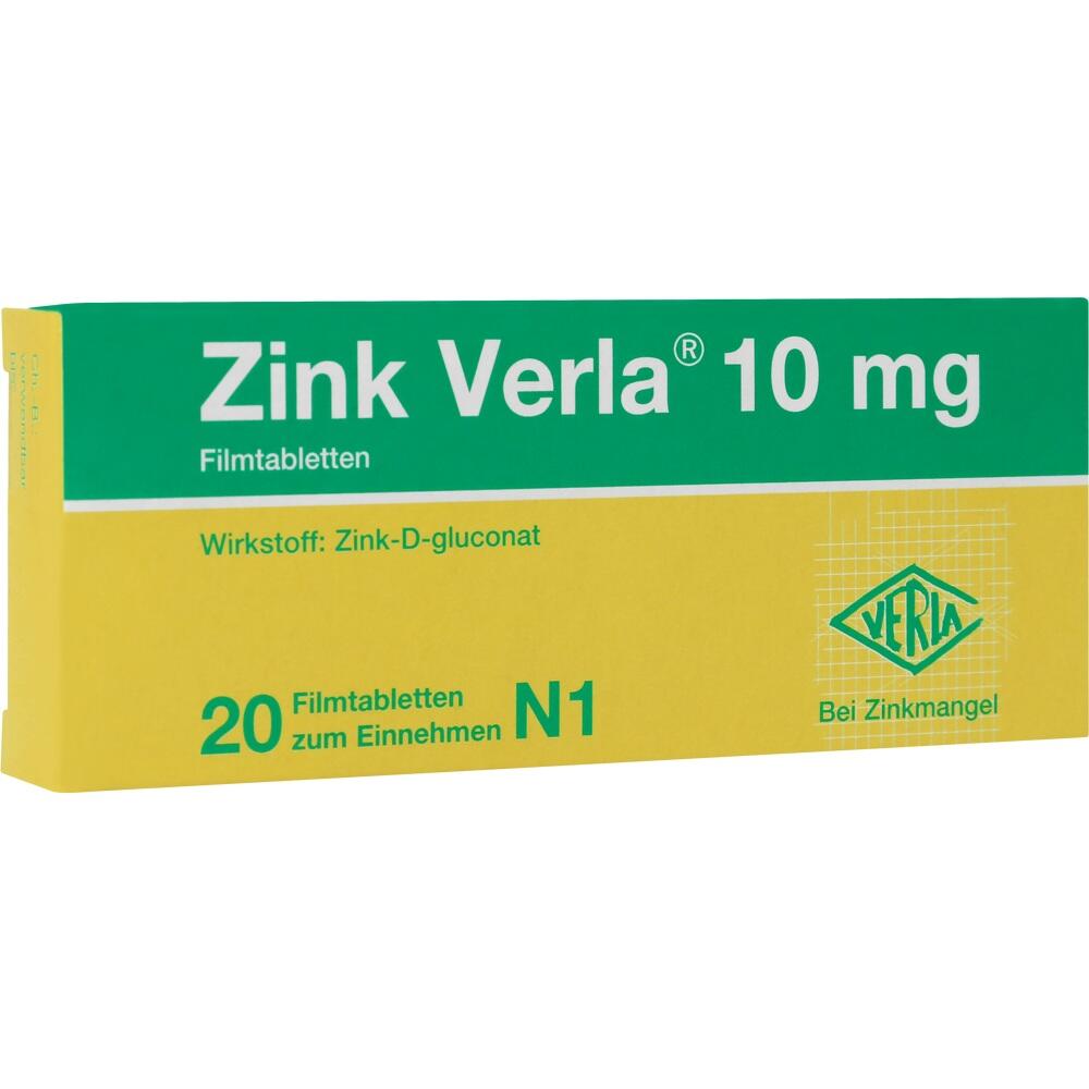 Zink Verla 10mg 20 St Filmtabletten