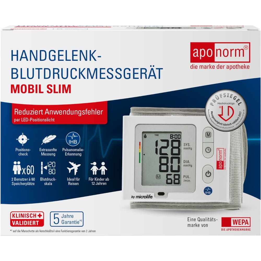 aponorm Blutdruckmessgerät Mobil Slim Handgelenk 1 St