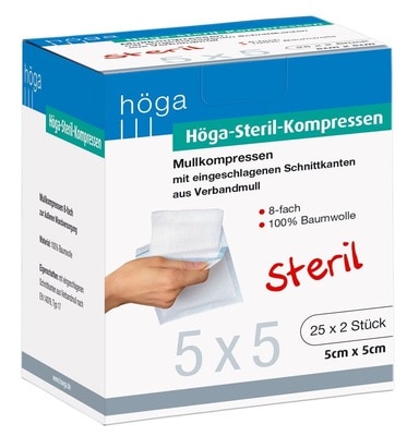 HÖGA STERIL Kompressen 5x5 cm 8fach 25X2 St Kompressen