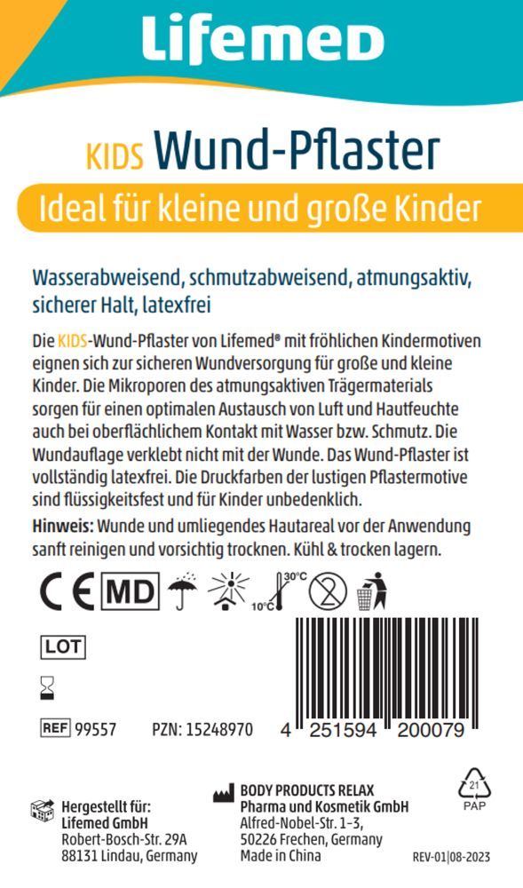 LIFEMED KIDS Wund-Pflaster 0,5 m x 6 cm 2X25 cm Pflaster