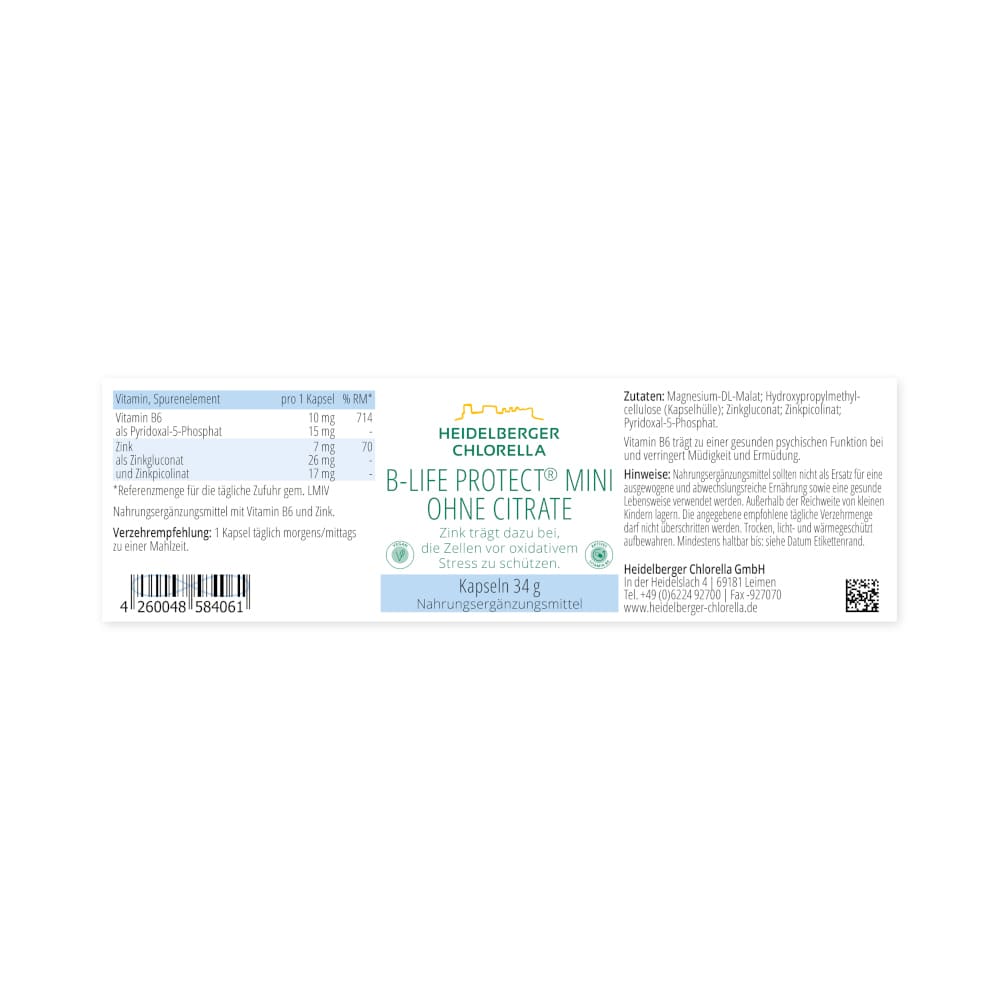 HEIDELBERGER CHLORELLA B-LIFE PROTECT MINI OHNE CITRATE 34 g Kapseln