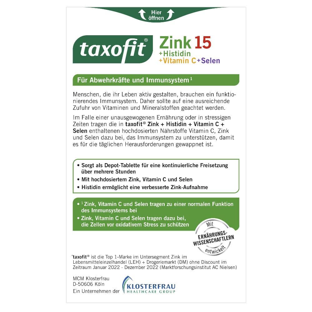 taxofit Zink + Histidin + Vitamin C + Selen 40 St Tabletten