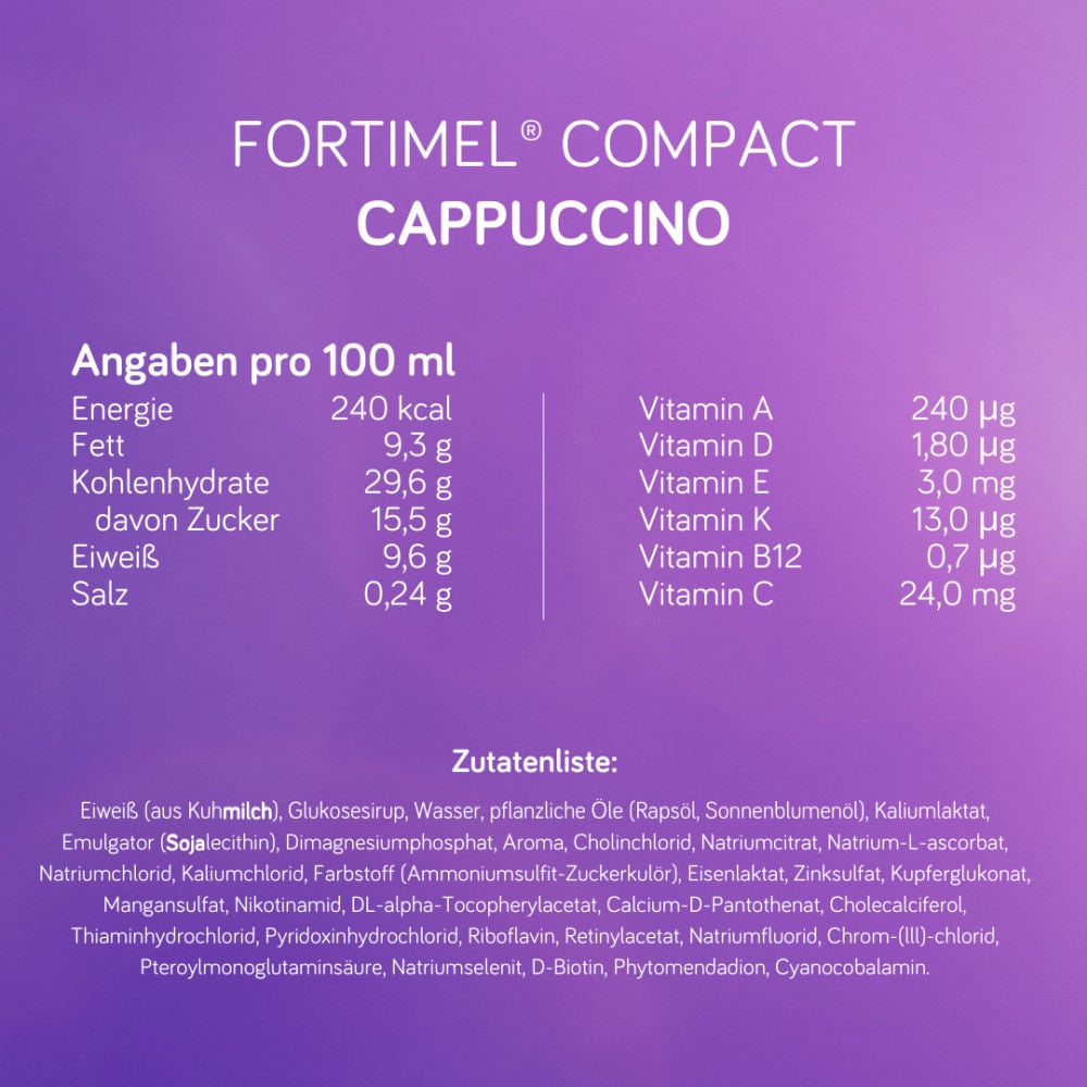 Fortimel Compact 2.4 Trinknahrung Cappuccino 4X125 ml Flüssigkeit