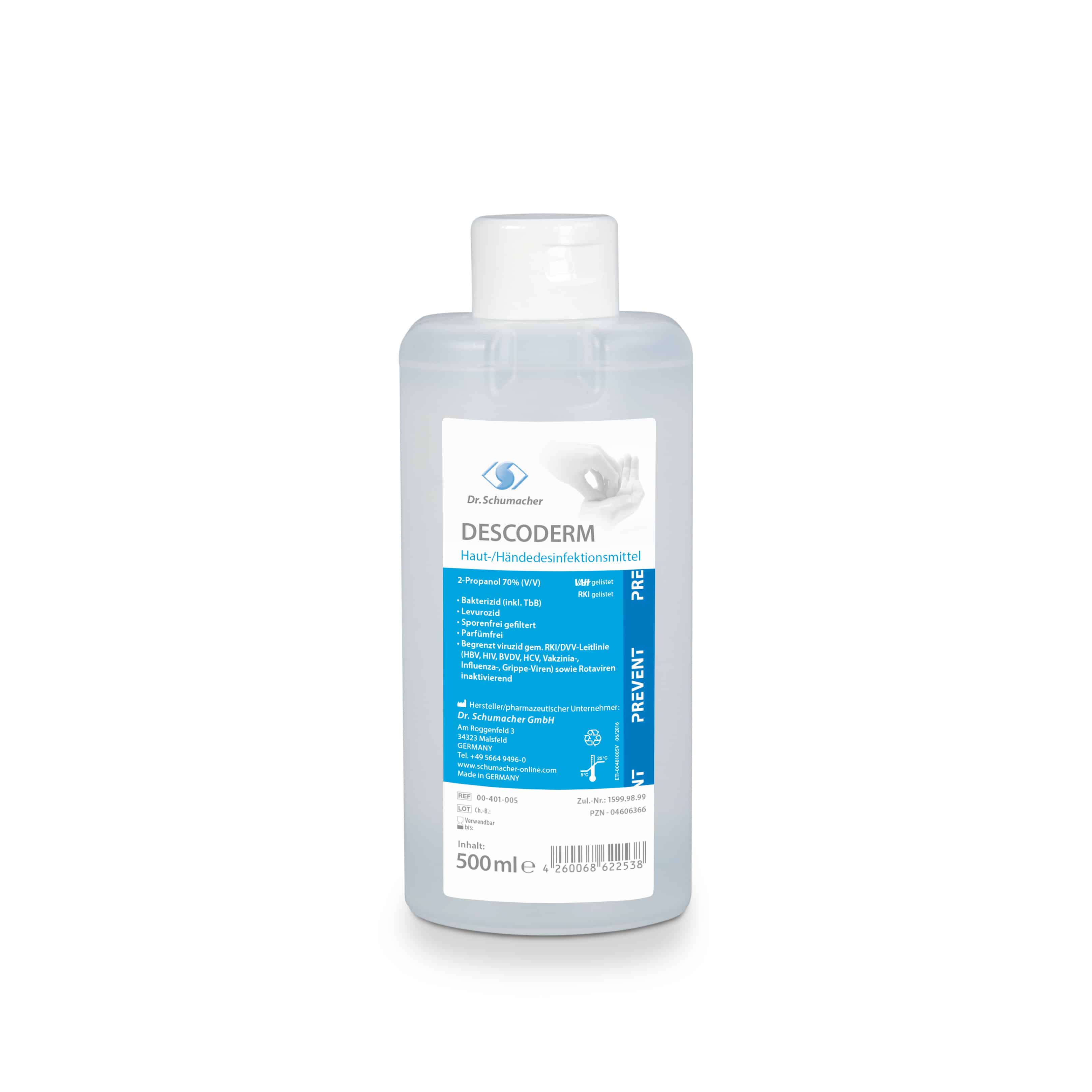 DESCODERM alkoholische Hände- und Hautdesinfektion 500 ml Lösung