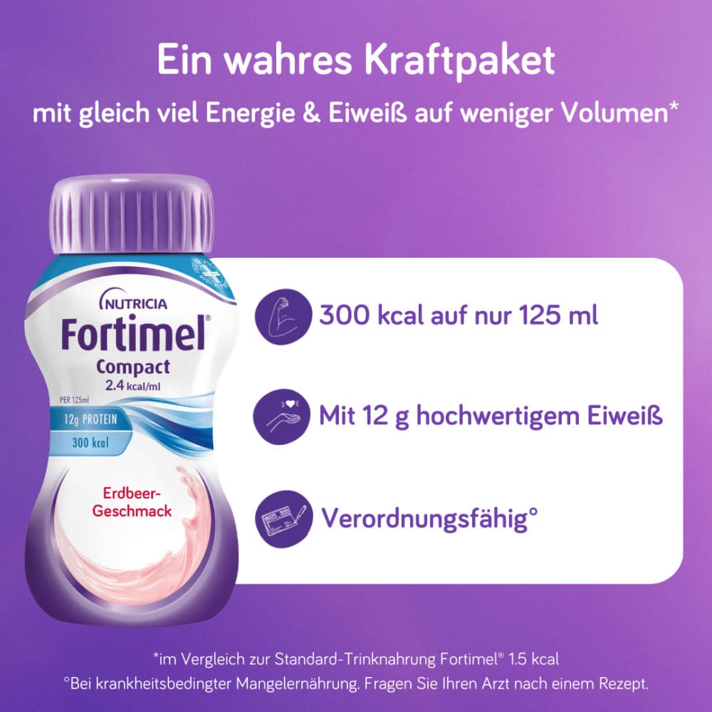 Fortimel Compact 2.4 Trinknahrung Erdbeere 4X125 ml Flüssigkeit