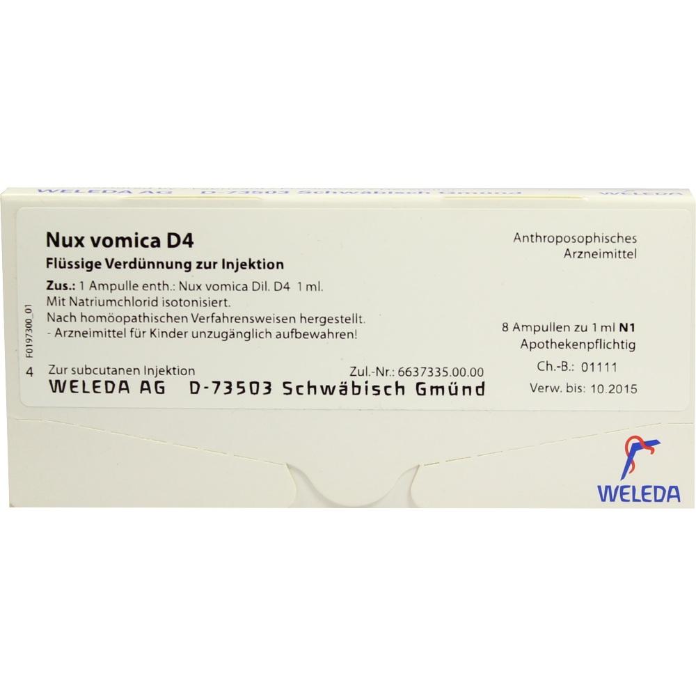WELEDA NUX VOMICA D 4 Ampullen 8X1 ml Ampullen
