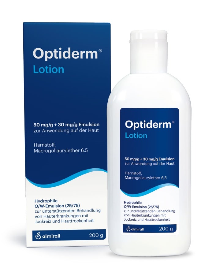 Optiderm Lotion bei Juckreiz und trockener Haut 200 g Emulsion