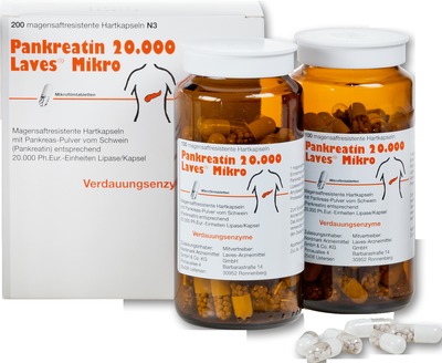 Pankreatin 20.000 Laves Mikro magensaftres.Kapseln 200 St Kapseln magensaftresistent