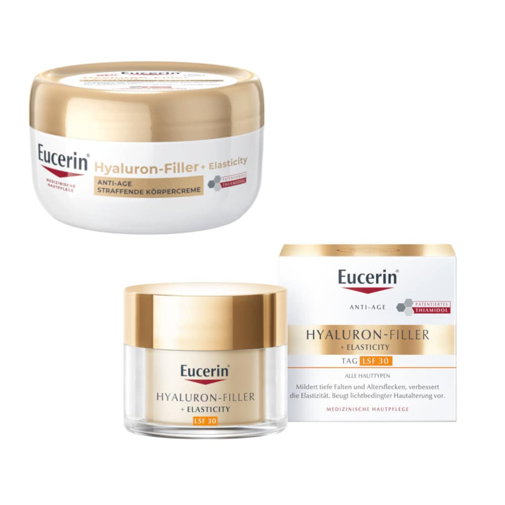 Eucerin Hyaluron-Filler + Elasticity Anti Age Straffende Körpercreme + Tagescreme LSF 30 Set 1 Sparset