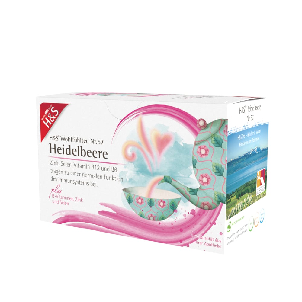 H&S Wohlfühltee Heidelbeere mit B-Vitaminen, Zink und Selen 20X2.5 g Filterbeutel