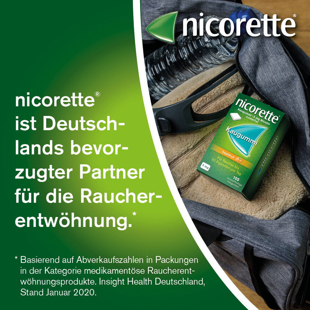 nicorette 2 mg Nikotinkaugummi freshfruit für Raucher zum Aufhören