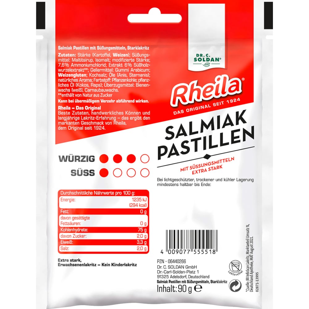 RHEILA Salmiak Pastillen zuckerfrei 90 g Bonbons