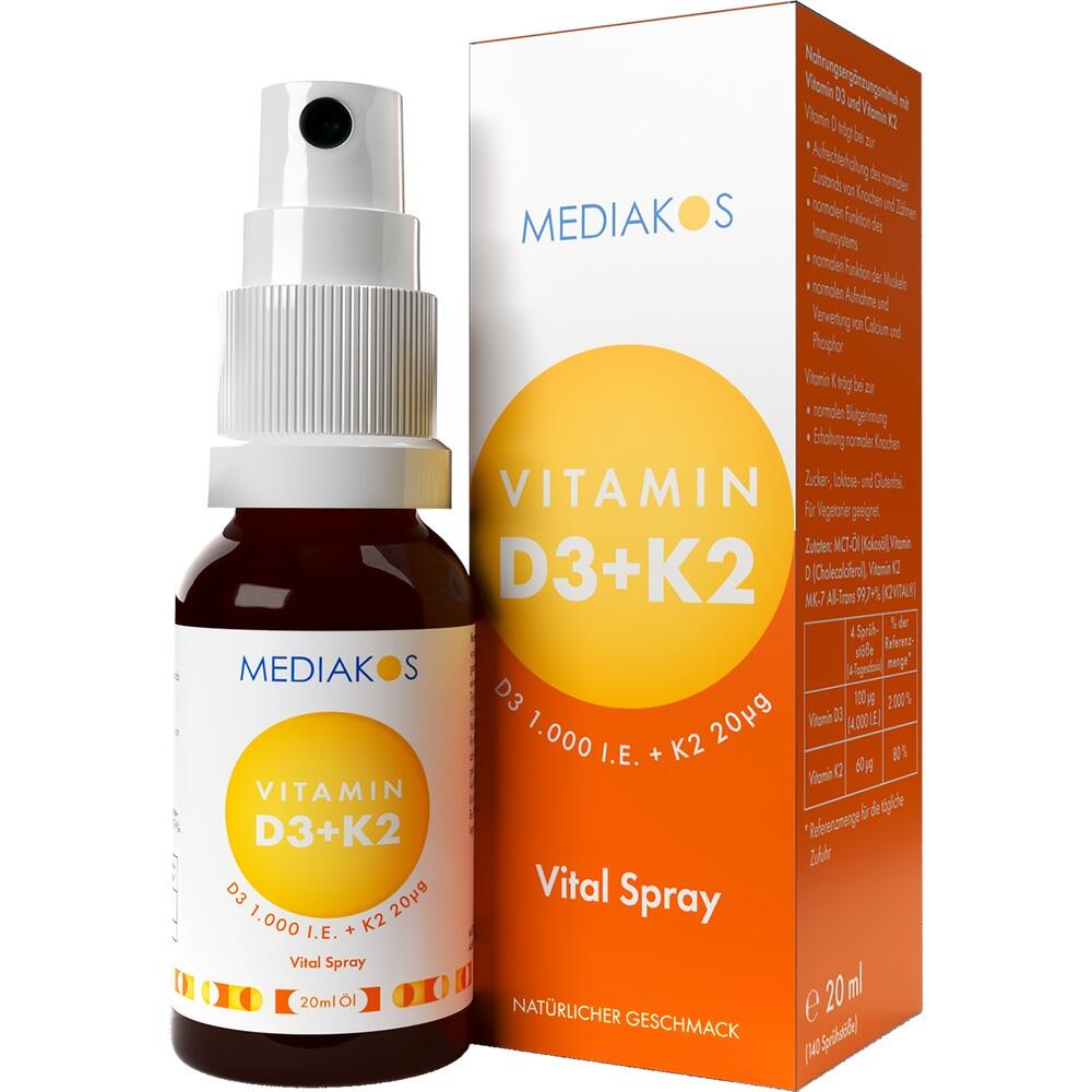 MEDIAKOS Vitamin D3 + K2 1.000 I.E. / 20 μg Vital Spray 20 ml Spray