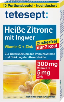 tetesept Heiße Zitrone mit Ingwer +  Vitamin C + Zink zuckerfrei  10X3 g Pulver