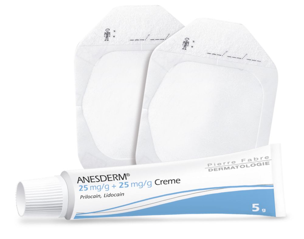 ANESDERM 25 mg/g + 25 mg/g Creme + 10 Pflaster 5X5 g Creme