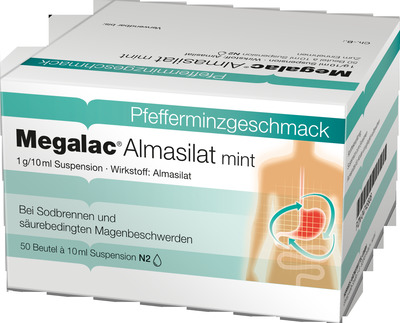 Megalac Almasilat mint Beutel 50X10 ml Suspension