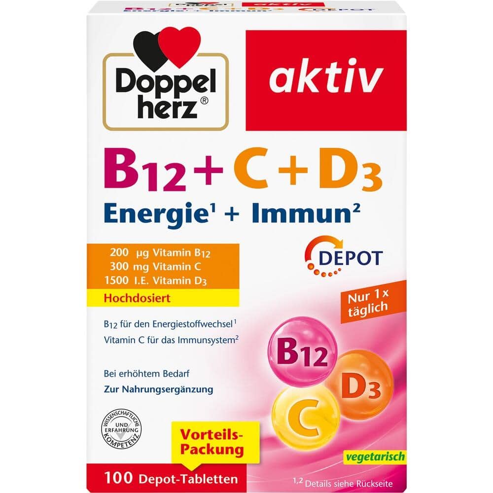 Doppelherz aktiv B12 + C+ D3 Energie + Immun 100 St Tabletten