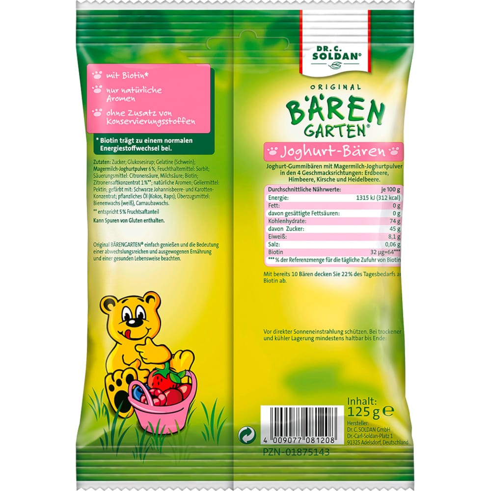 SOLDAN Bärengarten Joghurt-Bären 125 g Bonbons