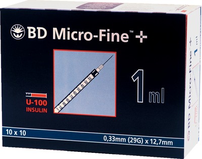 BD MICRO-FINE+ Insulinspritzen 1 ml U100 12,7 mm 100X1 ml Spritzen
