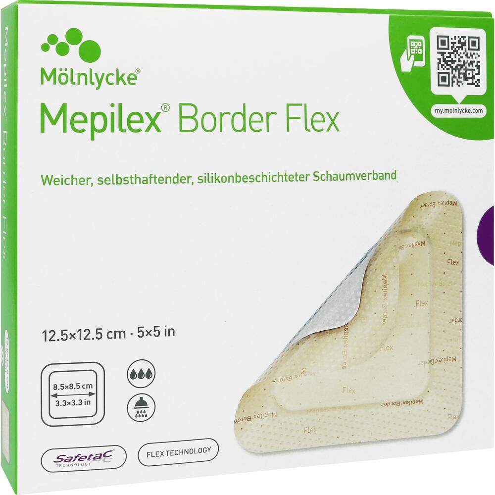 MEPILEX Border Flex Schaumverb.haftend 12,5x12,5cm 10 St Verband