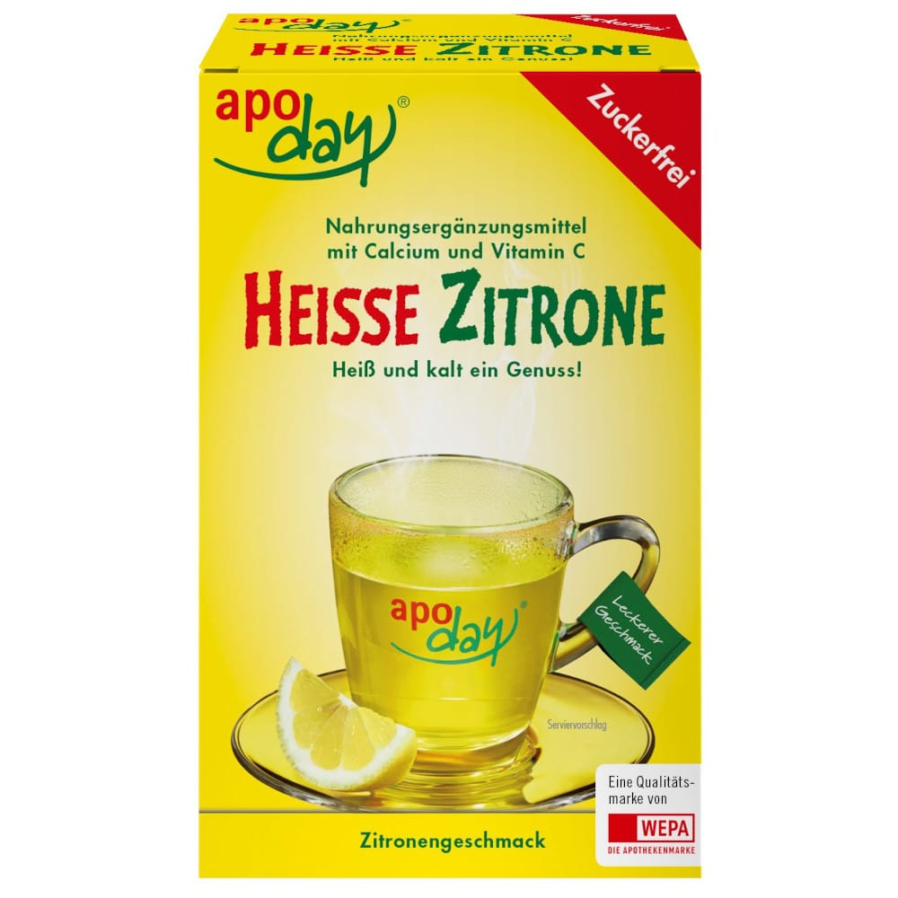 APODAY heiße Zitrone Vitamin C und Calcium zuckerfrei Pulver 10X10 g Pulver