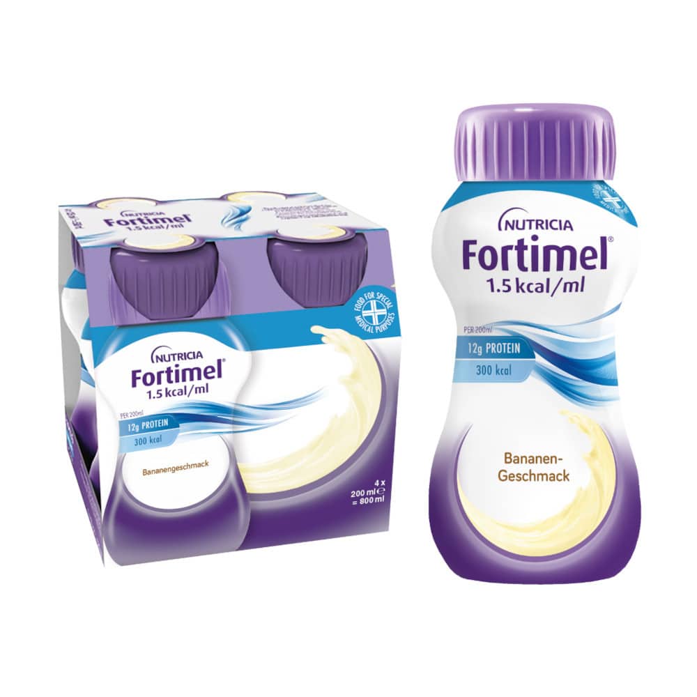 NUTRICIA Fortimel 1,5kcal / ml Bananen-Geschmack 4X200 ml Flüssigkeit
