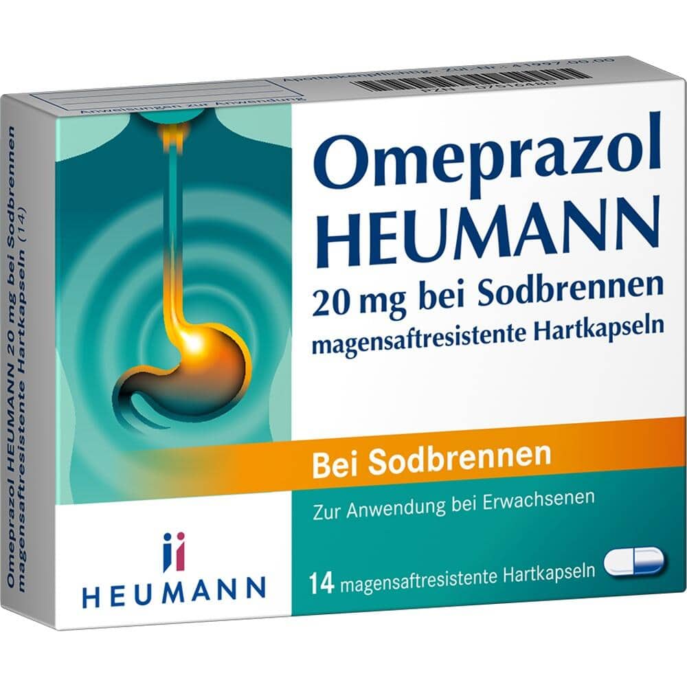 Omeprazol HEUMANN 20mg bei Sodbrennen 14 St Magensaftresistente Hartkapseln
