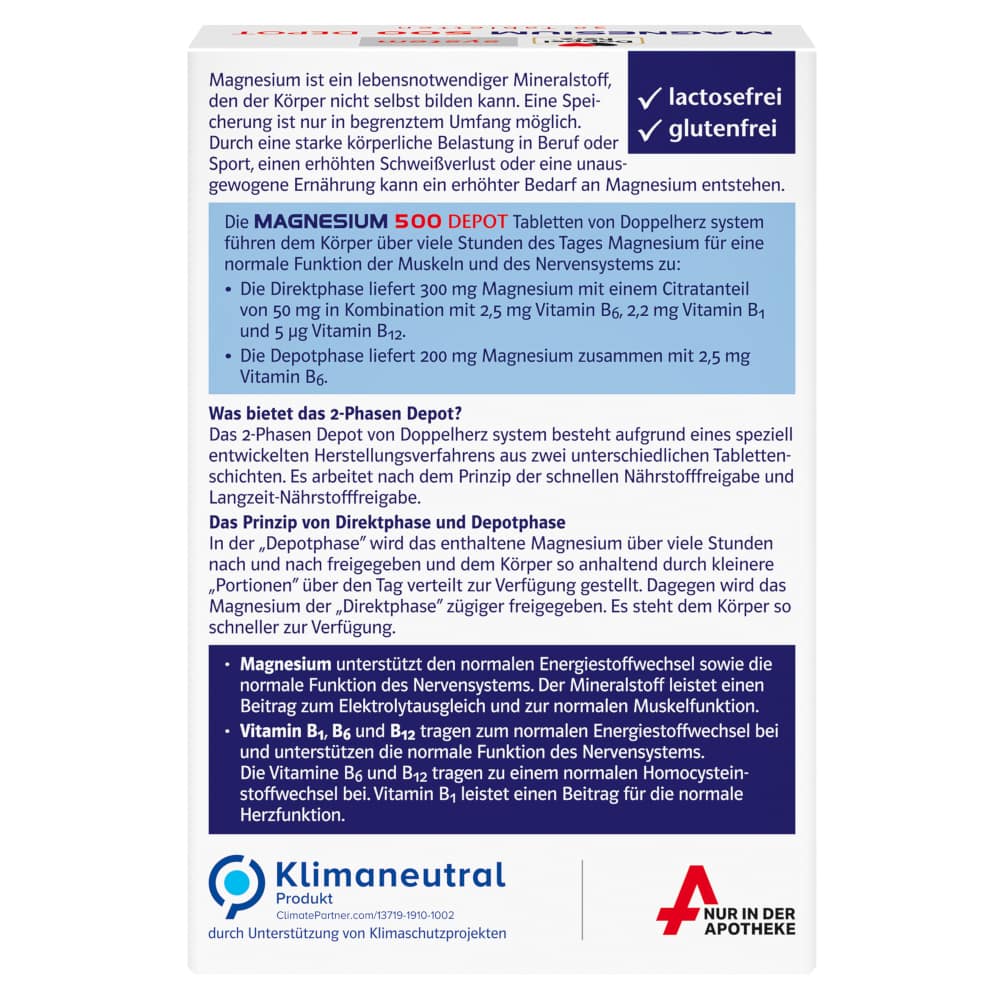 Doppelherz system MAGNESIUM 500 DEPOT + B-Vitamine 30 St Tabletten